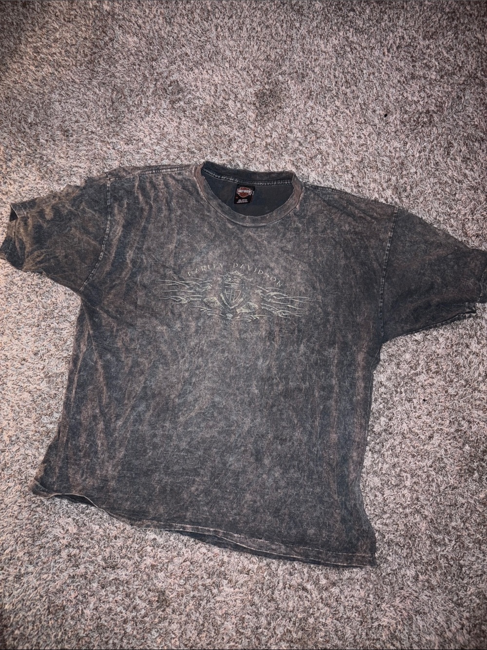 Harley-Davidson Distressed Black-Grey Washed Short Sleeve Tee